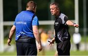 23 August 2020; Clontibret manager John McEntee remonstrates with referee Colin Murphy during the Monaghan County Senior Football Championship Group 1 Round 5 match between Clontibret O'Neills and Inniskeen at Clontibret in Monaghan. Photo by Philip Fitzpatrick/Sportsfile