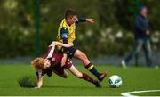 23 August 2020; Beau Greene of Longford Town is fouled by Cory Walker of Galway United during the SSE Airtricity U13 League Group 3 match between Galway United and Longford Town at Maree Oranmore Football Club in Oranmore, Galway. Photo by Diarmuid Greene/Sportsfile