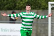 23 August 2020; Emmet O'Shea of Killarney Celtic celebrates after scoring the winning penalty of the penalty shootout during the FAI Youth Cup Final match between Killarney Celtic and Douglas Hall at Mounthawk Park in Tralee, Kerry. Photo by Michael P Ryan/Sportsfile