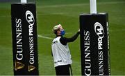 23 August 2020; A member of the ball team sanitises the posts ahead of the Guinness PRO14 Round 14 match between Connacht and Ulster at the Aviva Stadium in Dublin. Photo by Ramsey Cardy/Sportsfile