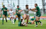 23 August 2020; Stuart McCloskey of Ulster is tackled by Paul Boyle, left, and Kieran Marmion of Connacht during the Guinness PRO14 Round 14 match between Connacht and Ulster at the Aviva Stadium in Dublin. Photo by Ramsey Cardy/Sportsfile