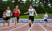 23 August 2020; Matthew Behan of Crusaders AC, Dublin, celebrates on his way to winning the Men's 400m Hurdles during Day Two of the Irish Life Health National Senior and U23 Athletics Championships at Morton Stadium in Santry, Dublin. Photo by Sam Barnes/Sportsfile