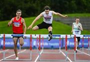 23 August 2020; Matthew Behan of Crusaders AC, Dublin, clears the last hurdle on his way to winning the Men's 400m Hurdles during Day Two of the Irish Life Health National Senior and U23 Athletics Championships at Morton Stadium in Santry, Dublin. Photo by Sam Barnes/Sportsfile