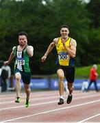 23 August 2020; Stephen Gaffney of UCD AC, Dublin, right, on his way to winning the Men's 100m, ahead of Dean Adams of Ballymena and Antrim AC, during Day Two of the Irish Life Health National Senior and U23 Athletics Championships at Morton Stadium in Santry, Dublin. Photo by Sam Barnes/Sportsfile