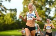 23 August 2020; Amy O'Donoghue of Emerald AC, Limerick, celebrates winning the Women's 1500m during Day Two of the Irish Life Health National Senior and U23 Athletics Championships at Morton Stadium in Santry, Dublin. Photo by Sam Barnes/Sportsfile