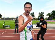 23 August 2020; Paul Robinson of St. Coca's AC, Kildare, celebrates after winning the Men's 1500m during Day Two of the Irish Life Health National Senior and U23 Athletics Championships at Morton Stadium in Santry, Dublin. Photo by Sam Barnes/Sportsfile