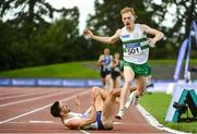 23 August 2020; Paul Robinson of St. Coca's AC, Kildare, left, crosses the finish line to win the Men's 1500m, ahead of Sean Tobin of Clonmel AC, Tipperary, right, who finished second, during Day Two of the Irish Life Health National Senior and U23 Athletics Championships at Morton Stadium in Santry, Dublin. Photo by Sam Barnes/Sportsfile