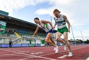 23 August 2020; Paul Robinson of St. Coca's AC, Kildare, left, crosses the finish line to win the Men's 1500m, ahead of Sean Tobin of Clonmel AC, Tipperary, right, who finished second, during Day Two of the Irish Life Health National Senior and U23 Athletics Championships at Morton Stadium in Santry, Dublin. Photo by Sam Barnes/Sportsfile