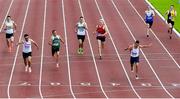 23 August 2020; Christopher O'Donnell of North Sligo AC, third from right, crosses the finish line to win the Men's 400m, ahead of Andrew Mellon of Crusaders AC, Dublin, second from left, who finished second, and Paul Murphy of Ferrybank AC, Waterford, third from left, who finished third, during Day Two of the Irish Life Health National Senior and U23 Athletics Championships at Morton Stadium in Santry, Dublin. Photo by Sam Barnes/Sportsfile