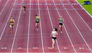 23 August 2020; Nessa Millet of St. Abbans AC, Laois, crosses the line to win the Women's 400m Hurdles  during Day Two of the Irish Life Health National Senior and U23 Athletics Championships at Morton Stadium in Santry, Dublin. Photo by Sam Barnes/Sportsfile