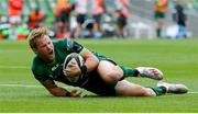 23 August 2020; Kieran Marmion of Connacht celebrates after scoring his side's second try during the Guinness PRO14 Round 14 match between Connacht and Ulster at the Aviva Stadium in Dublin. Photo by Ramsey Cardy/Sportsfile