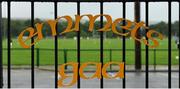 22 August 2020; The Listowel Emmets GAA club logo on a gate outside the ground prior to the Kerry County Senior Football Championship Round 1 match between Feale Rangers and East Kerry at Frank Sheehy Park in Listowel, Kerry. Photo by Brendan Moran/Sportsfile