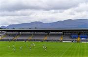 23 August 2020; The Killarney Legion team stand for Amhrán na bhFiann prior to the Kerry County Senior Football Championship Round 1 match between Killarney Legion at Kerins O'Rahilly's at Fitzgerald Stadium in Killarney, Kerry. Photo by Brendan Moran/Sportsfile