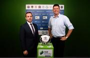 25 August 2020; League of Ireland Director Mark Scanlon, left, and FAI Interim Deputy CEO Niall Quinn during the launch of the WATCHLOI Half-Season Pass for the 2020 SSE Airtricity League Premier Division season run-in, at FAI Headquarters in Abbotstown, Dublin. Supporters will be able to watch the Premier Division 'Run-In' for just €39 in Ireland and €45 for the rest of the world. The Half-Season Pass has been launched ahead of the bumper Extra.ie FAI Cup second round weekend with six of the eight matches available. This means each match works out at less than a euro per game for what should be an exciting end to the season at both ends of the table. WATCHLOI has also launched FAI Gold as part of the Half-Season Pass package. FAI Gold is a new section of the service which will have selected Republic of Ireland matches available to watch from the RTE Archive, starting with Republic of Ireland v Netherlands in 1987. Photo by Stephen McCarthy/Sportsfile