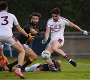 26 August 2020; Sean McCarthy of Raheny shoots to score his side's second goal during the Dublin County Senior Football Championship Round 3 match between Raheny and St Oliver Plunkett/Eoghan Ruadh at Parnell Park in Dublin. Photo by Matt Browne/Sportsfile