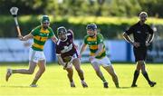 8 August 2020; Kevin Maher of Borris-Ileigh in action against Keith Nealon, left, and Tony Dunne of Burgess during the Tipperary County Senior Hurling Championship Group 4 Round 2 match between Borris-Ileigh and Burgess at McDonagh Park in Nenagh, Tipperary. Photo by Piaras Ó Mídheach/Sportsfile