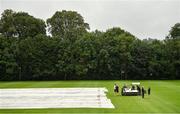 27 August 2020; Players and groundsmen inspect the field prior to the 2020 Test Triangle Inter-Provincial Series match between Northern Knights and Munster Reds at Stormont Cricket Club in Belfast. Photo by Seb Daly/Sportsfile
