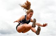 22 August 2020; Kate Hosey of Corran AC, Sligo, competing in the Women's Long Jump during Day One of the Irish Life Health National Senior and U23 Athletics Championships at Morton Stadium in Santry, Dublin. Photo by Sam Barnes/Sportsfile