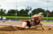 22 August 2020; Shannon Sheehy of Clonliffe Harriers AC, Dublin, competing in the Women's Long Jump during Day One of the Irish Life Health National Senior and U23 Athletics Championships at Morton Stadium in Santry, Dublin. Photo by Sam Barnes/Sportsfile