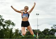 22 August 2020; Shannon Sheehy of Clonliffe Harriers AC, Dublin, competing in the Women's Long Jump during Day One of the Irish Life Health National Senior and U23 Athletics Championships at Morton Stadium in Santry, Dublin. Photo by Sam Barnes/Sportsfile
