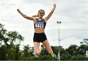 22 August 2020; Shannon Sheehy of Clonliffe Harriers AC, Dublin, competing in the Women's Long Jump during Day One of the Irish Life Health National Senior and U23 Athletics Championships at Morton Stadium in Santry, Dublin. Photo by Sam Barnes/Sportsfile