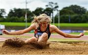 22 August 2020; Shannon Sheehy of Clonliffe Harriers AC, Dublin, competing in the Women's Long Jump during Day One of the Irish Life Health National Senior and U23 Athletics Championships at Morton Stadium in Santry, Dublin. Photo by Sam Barnes/Sportsfile