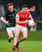 15 August 2020; Conor Mullally of Cuala in action against Carl Sammon of Parnells during the Dublin County Senior 2 Football Championship Group 2 Round 3 match between Cuala and Parnells at Hyde Park in Dublin. Photo by Piaras Ó Mídheach/Sportsfile
