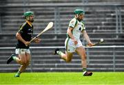 9 August 2020; Seán Griffin of Newtownshandrum gets past Jamie Ryan of Blackrock during the Cork County Senior Hurling Championship Group B Round 2 match between Newtownshandrum and Blackrock at Mallow GAA Grounds in Mallow, Cork. Photo by Piaras Ó Mídheach/Sportsfile