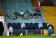 24 July 2020; Kilmallock substitutes in the stand during the Limerick County Senior Hurling Championship Round 1 match between Kilmallock and Na Piarsaigh at LIT Gaelic Grounds in Limerick. GAA matches continue to take place in front of a limited number of people in an effort to contain the spread of the coronavirus (Covid-19) pandemic. Photo by Piaras Ó Mídheach/Sportsfile
