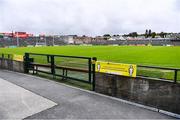 1 August 2020; A general view of social distancing sign at the Galway County Senior Football Championship Group 2 Round 1 match between Moycullen and Mícheál Breathnach's at Pearse Stadium in Galway. GAA matches continue to take place in front of a limited number of people in an effort to contain the spread of the Coronavirus (COVID-19) pandemic. Photo by Piaras Ó Mídheach/Sportsfile