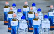 9 August 2020 Individual water and lucozade bottles on the sideline before the Cork County Senior Hurling Championship Group B Round 2 match between Newtownshandrum and Blackrock at Mallow GAA Grounds in Mallow, Cork. Photo by Piaras Ó Mídheach/Sportsfile