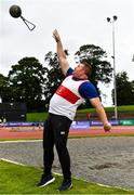 22 August 2020; Sean Breathnach of Galway City Harriers AC, Galway, on his way to winning the Men's Weight for Height with a throw of 4.60m during Day One of the Irish Life Health National Senior and U23 Athletics Championships at Morton Stadium in Santry, Dublin. Photo by Sam Barnes/Sportsfile