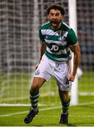 27 August 2020; Roberto Lopes of Shamrock Rovers celebrates after scoring his side's second goal during the UEFA Europa League First Qualifying Round match between Shamrock Rovers and Ilves at Tallaght Stadium in Dublin. Photo by Stephen McCarthy/Sportsfile