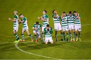 27 August 2020; Shamrock Rovers players react during the penalty shoot-out of the UEFA Europa League First Qualifying Round match between Shamrock Rovers and Ilves at Tallaght Stadium in Dublin. Photo by Stephen McCarthy/Sportsfile