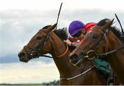 28 August 2020; Star Image, left, with Gavin Ryan up, races alongside side eventual second place Omakase, on their way to winning the Paddy Power I'd Love A Pint But I'm Not Getting Married Nursery Handicap at The Curragh Racecourse in Kildare. Photo by Seb Daly/Sportsfile