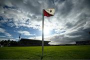 28 August 2020; A corner flag flies at Eamonn Deacy Park prior to the Extra.ie FAI Cup Second Round match between Galway United and Shelbourne at Eamonn Deacy Park in Galway. Photo by Stephen McCarthy/Sportsfile