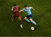 28 August 2020; Alex O'Hanlon of Shelbourne in action against Mikey Place of Galway United during the Extra.ie FAI Cup Second Round match between Galway United and Shelbourne at Eamonn Deacy Park in Galway. Photo by Stephen McCarthy/Sportsfile