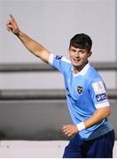 28 August 2020; Aaron Dobbs of Shelbourne celebrates after scoring his side's fifth goal during the Extra.ie FAI Cup Second Round match between Galway United and Shelbourne at Eamonn Deacy Park in Galway. Photo by Stephen McCarthy/Sportsfile