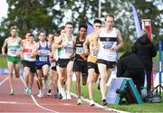 23 August 2020; John Travers of Donore Harriers, Dublin, leads the field whilst competing in the Men's 5000m during Day Two of the Irish Life Health National Senior and U23 Athletics Championships at Morton Stadium in Santry, Dublin. Photo by Sam Barnes/Sportsfile