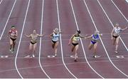 23 August 2020; Phil Healy of Bandon AC, Cork, third from right, crosses the line to win the Women's 100m during Day Two of the Irish Life Health National Senior and U23 Athletics Championships at Morton Stadium in Santry, Dublin. Photo by Sam Barnes/Sportsfile