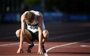 23 August 2020; John Travers of Donore Harriers AC, dejected after finishing second in the Men's 5000m during Day Two of the Irish Life Health National Senior and U23 Athletics Championships at Morton Stadium in Santry, Dublin. Photo by Sam Barnes/Sportsfile