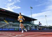 23 August 2020; Darragh McElhinney of U.C.D. AC, Dublin, celebrates as he crosses the line to win the Men's 5000m during Day Two of the Irish Life Health National Senior and U23 Athletics Championships at Morton Stadium in Santry, Dublin. Photo by Sam Barnes/Sportsfile