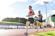 23 August 2020; David Carter of Galway City Harriers AC, left, and Gerard Gallagher of Finn Valley AC, Donegal, competing in the Men's 5000m during Day Two of the Irish Life Health National Senior and U23 Athletics Championships at Morton Stadium in Santry, Dublin. Photo by Sam Barnes/Sportsfile