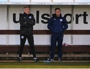 28 August 2020; Galway United manager John Caulfield and coach Liam Kearney, right, during the Extra.ie FAI Cup Second Round match between Galway United and Shelbourne at Eamonn Deacy Park in Galway. Photo by Stephen McCarthy/Sportsfile