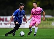 28 August 2020; Lee Duffy of Athlone Town and Dan Tobin of Wexford during the Extra.ie FAI Cup Second Round match between Athlone Town and Wexford at Athlone Town Stadium in Athlone, Westmeath. Photo by Ben McShane/Sportsfile
