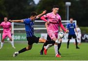28 August 2020; Conor Crowley of Wexford and Taner Dogan of Athlone Town during the Extra.ie FAI Cup Second Round match between Athlone Town and Wexford at Athlone Town Stadium in Athlone, Westmeath. Photo by Ben McShane/Sportsfile