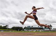 29 August 2020; Shauna Leydon of Mullingar Harriers AC, Westmeath, competing in the Women's Triple Jump event during day three of the Irish Life Health National Senior and U23 Athletics Championships at Morton Stadium in Santry, Dublin. Photo by Sam Barnes/Sportsfile