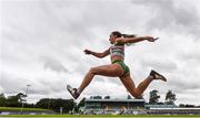 29 August 2020; Saragh Buggy of St. Abbans AC, Laois, on her way to winning the Women's Triple Jump event during day three of the Irish Life Health National Senior and U23 Athletics Championships at Morton Stadium in Santry, Dublin. Photo by Sam Barnes/Sportsfile