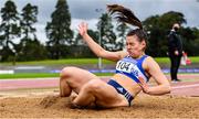 29 August 2020; Michaela Byrne of Finn Valley AC, Donegal, competing in the Women's Triple Jump event during day three of the Irish Life Health National Senior and U23 Athletics Championships at Morton Stadium in Santry, Dublin. Photo by Sam Barnes/Sportsfile