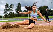 29 August 2020; Kim O'Hare of Raheny Shamrock AC, Dublin, on her way to finishing second in the Women's Triple Jump event during day three of the Irish Life Health National Senior and U23 Athletics Championships at Morton Stadium in Santry, Dublin. Photo by Sam Barnes/Sportsfile